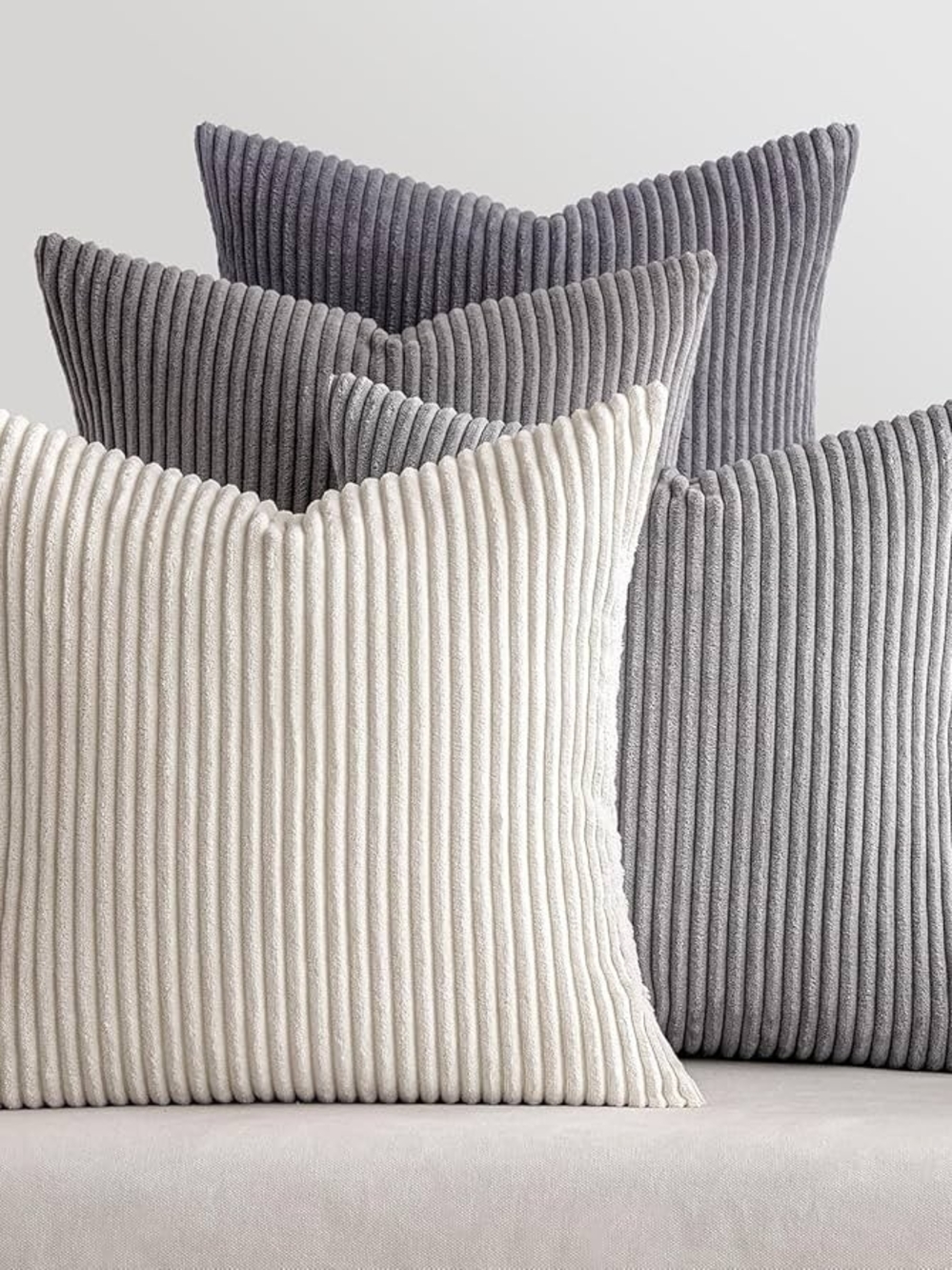 New In Box - 4 LANANAS Throw Pillow Covers only - Tan, Grey, light Grey &Cream